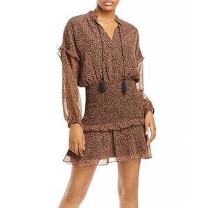 AQUA Animal Print Ruffled Mini Dress